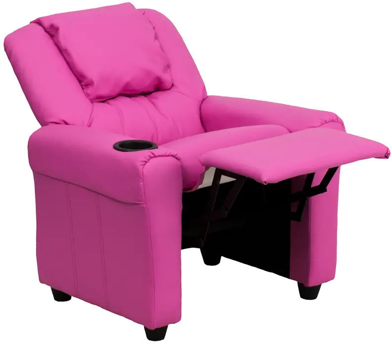 Mini Me Kids Hot Pink Recliner with Cup Holder-5