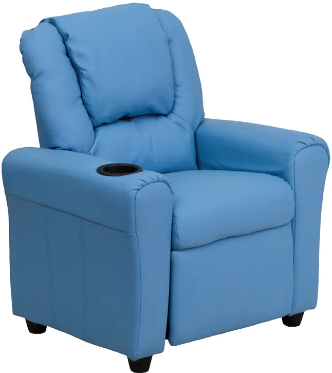 Mini Me Kids Light Blue Recliner with Cup Holder-1