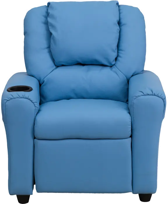 Mini Me Kids Light Blue Recliner with Cup Holder-3
