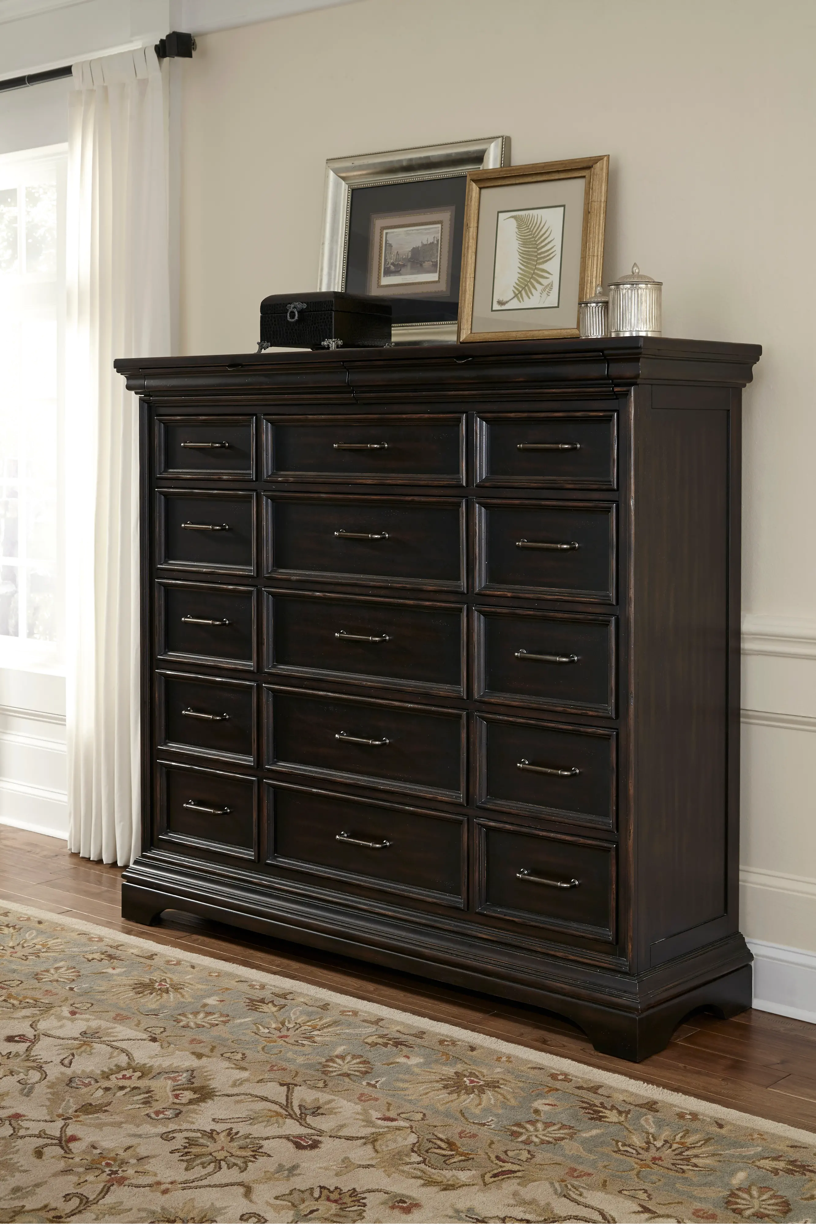 Caldwell Dark Brown Large Chest of Drawers-2