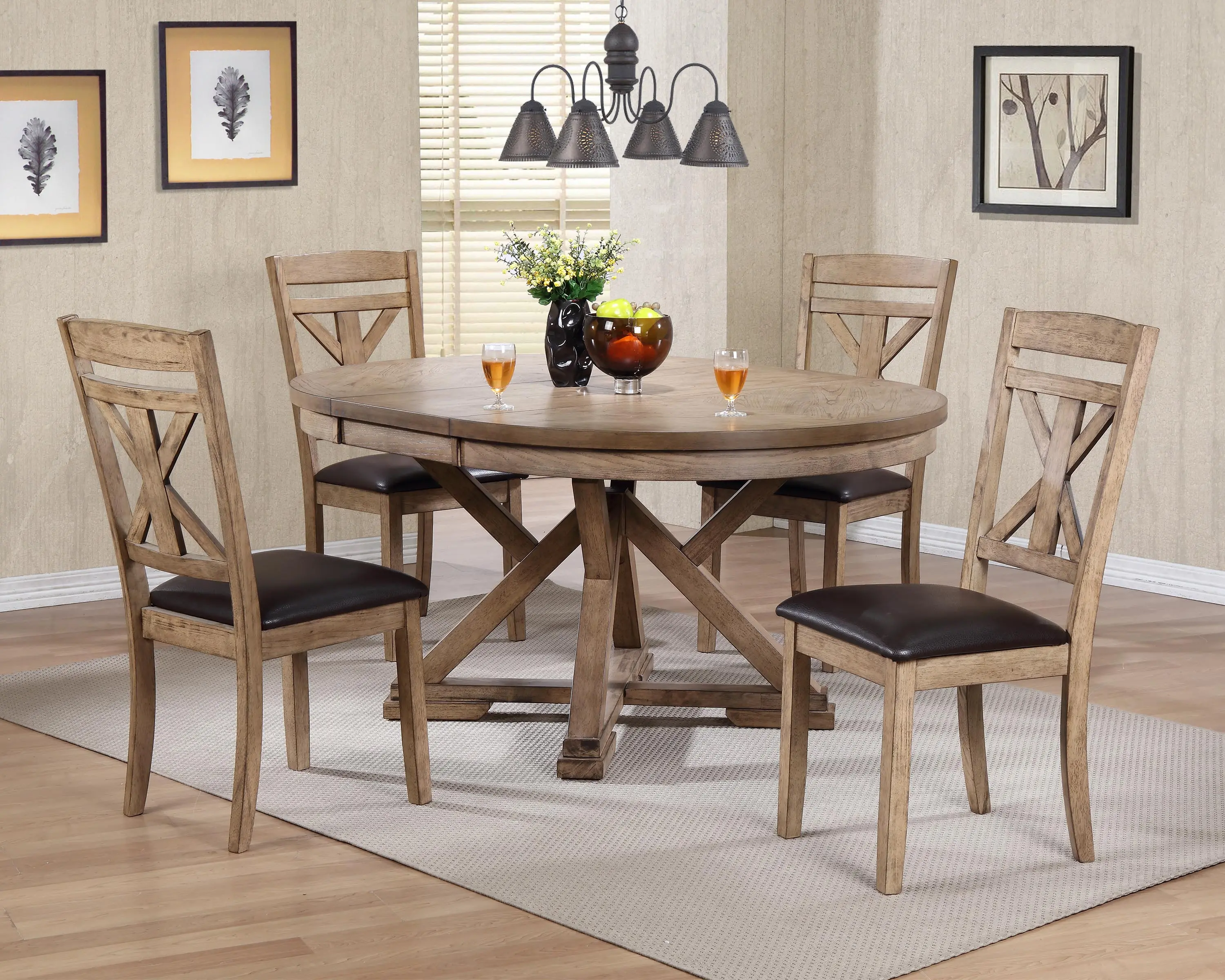 Grandview Traditional Brown 5 Piece Round Dining Set-2