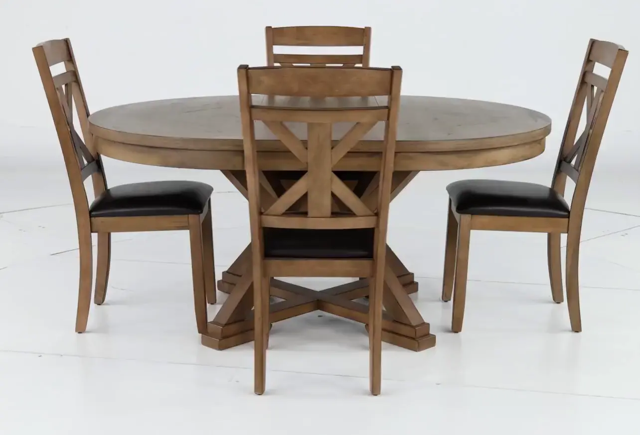 Grandview Traditional Brown 5 Piece Round Dining Set-7