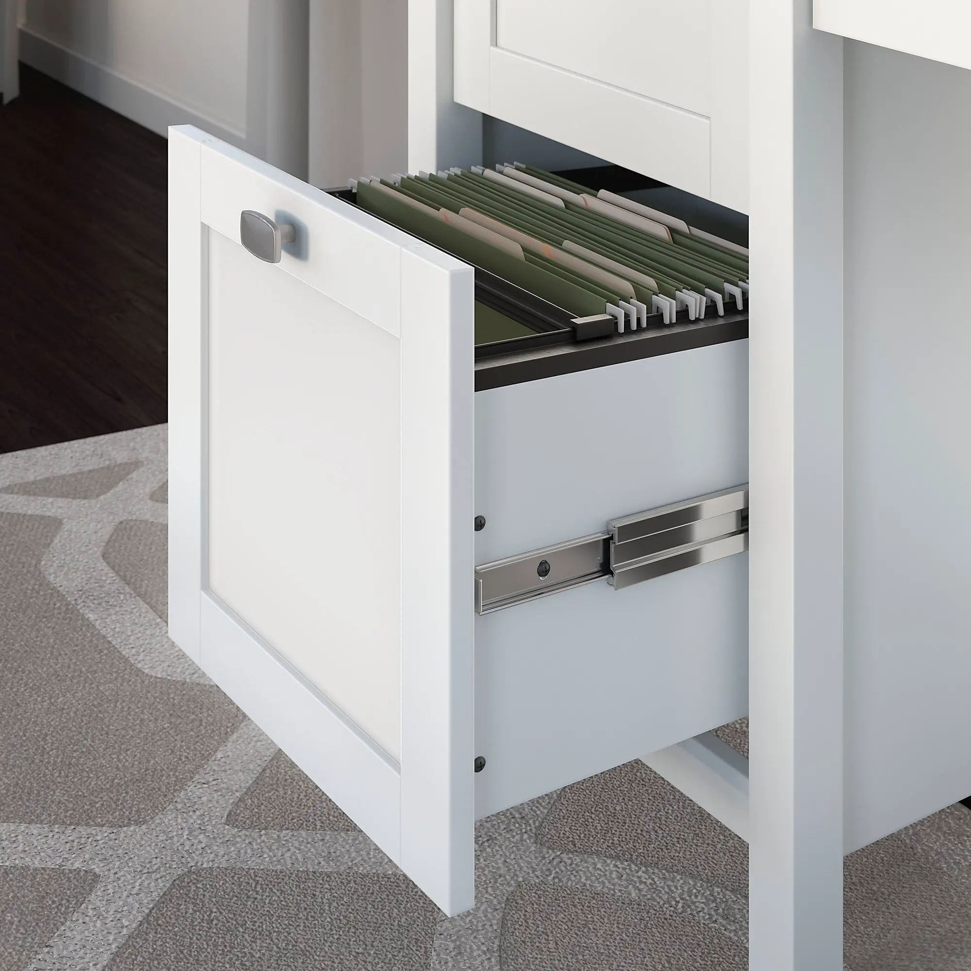 BDD254WH-03 Broadview Pure White Computer Desk with 2 Drawer Pedestal - Bush Furniture-4