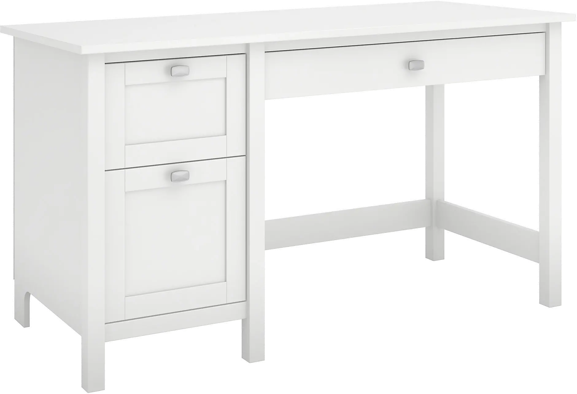 BDD254WH-03 Broadview Pure White Computer Desk with 2 Drawer Pedestal - Bush Furniture-1