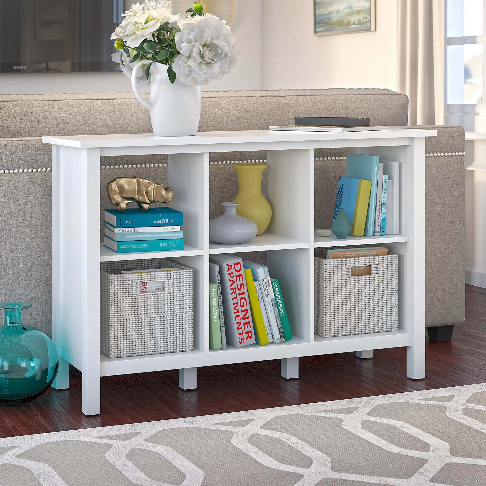 BDB145WH-03 Broadview Pure White 6 Cube Storage Bookcase-2
