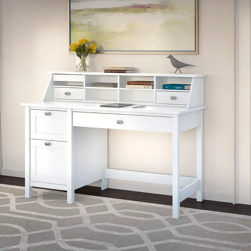 Broadview Computer Desk with 2 Drawer Pedestal and Organizer - Bush Furniture