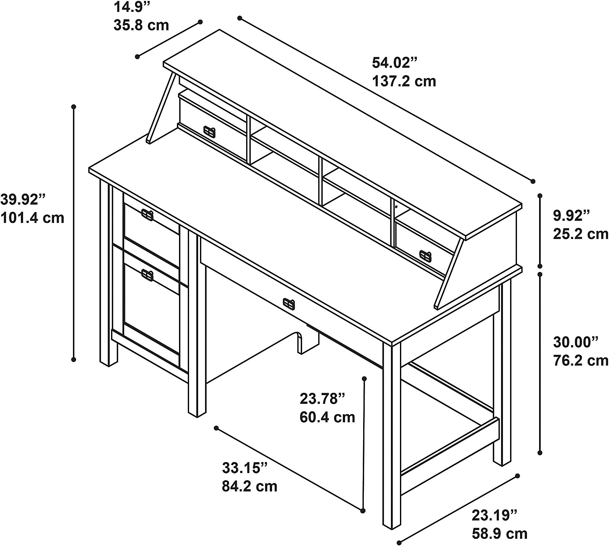 BD005WH Broadview Computer Desk with 2 Drawer Pedestal and Organizer - Bush Furniture-5