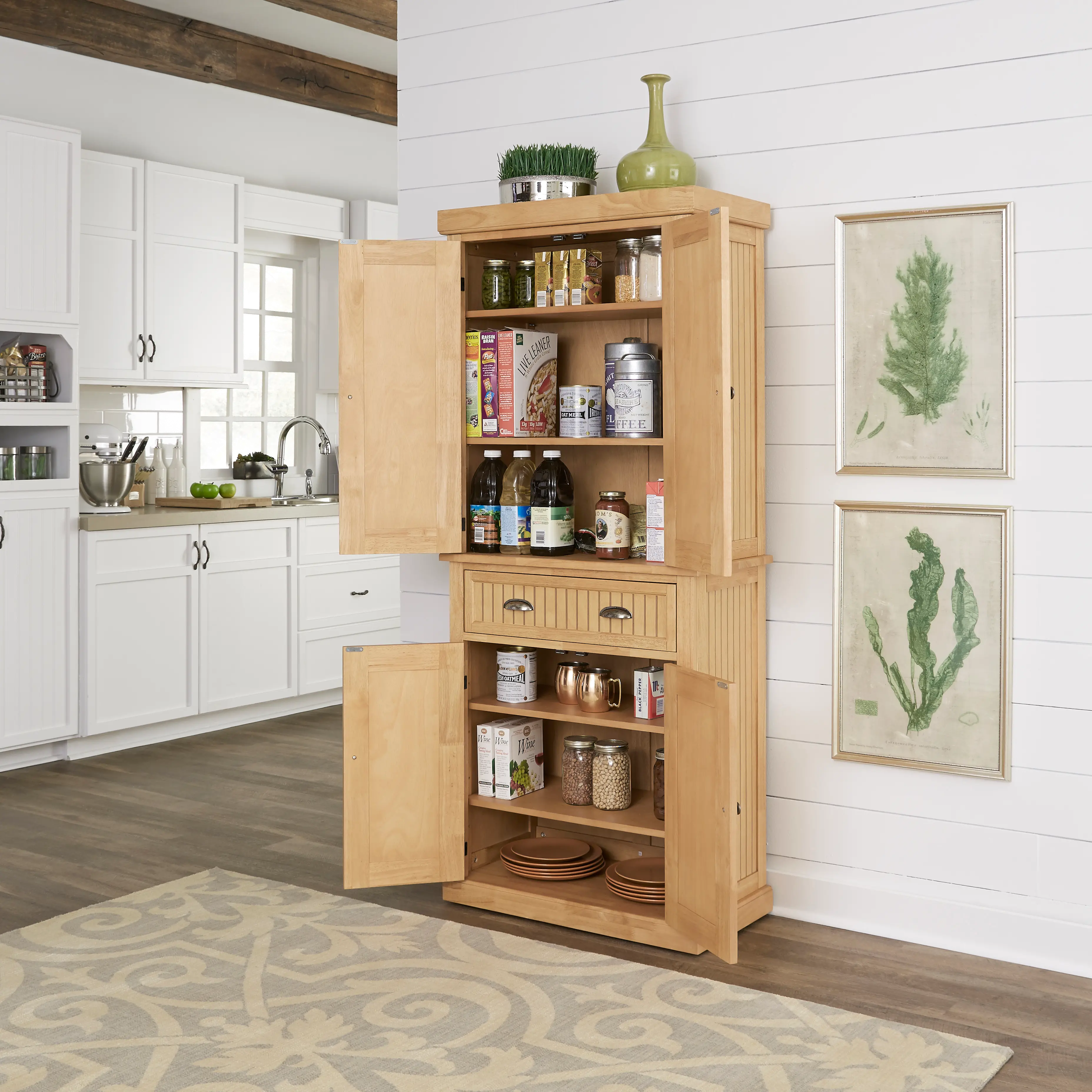 5055-69 Nantucket Natural Maple Tall Storage Pantry-4