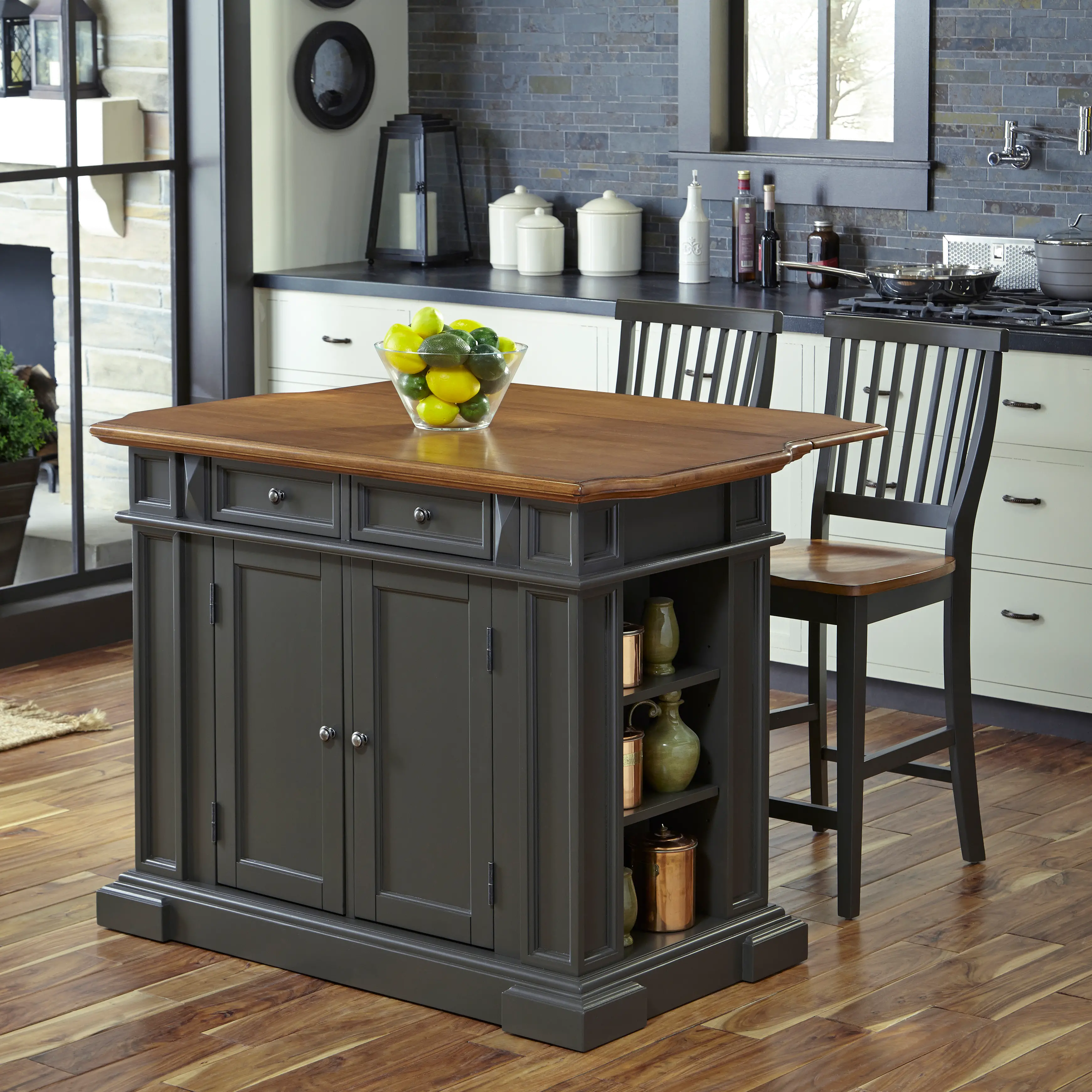 5013-948 Americana Charcoal Gray Kitchen Island Set-2
