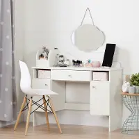 10081 Vito Pure White Makeup Desk with Drawer - South Shore