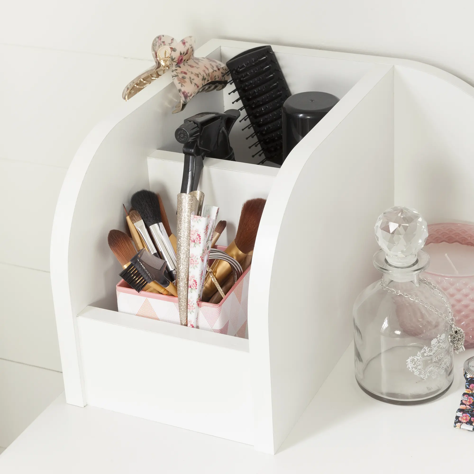 10081 Vito Pure White Makeup Desk with Drawer - South Shore-4