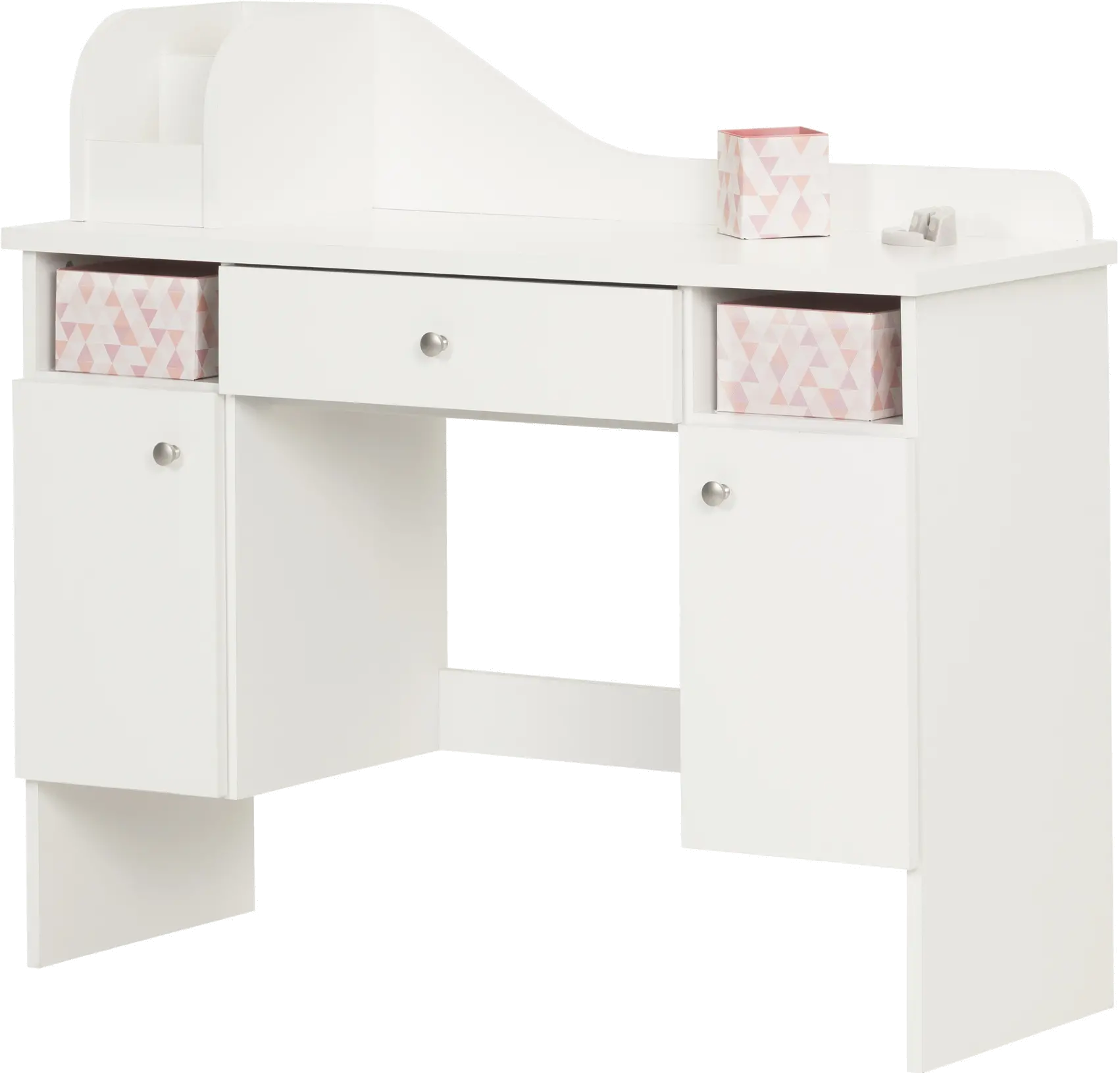10081 Vito Pure White Makeup Desk with Drawer - South Shore-1