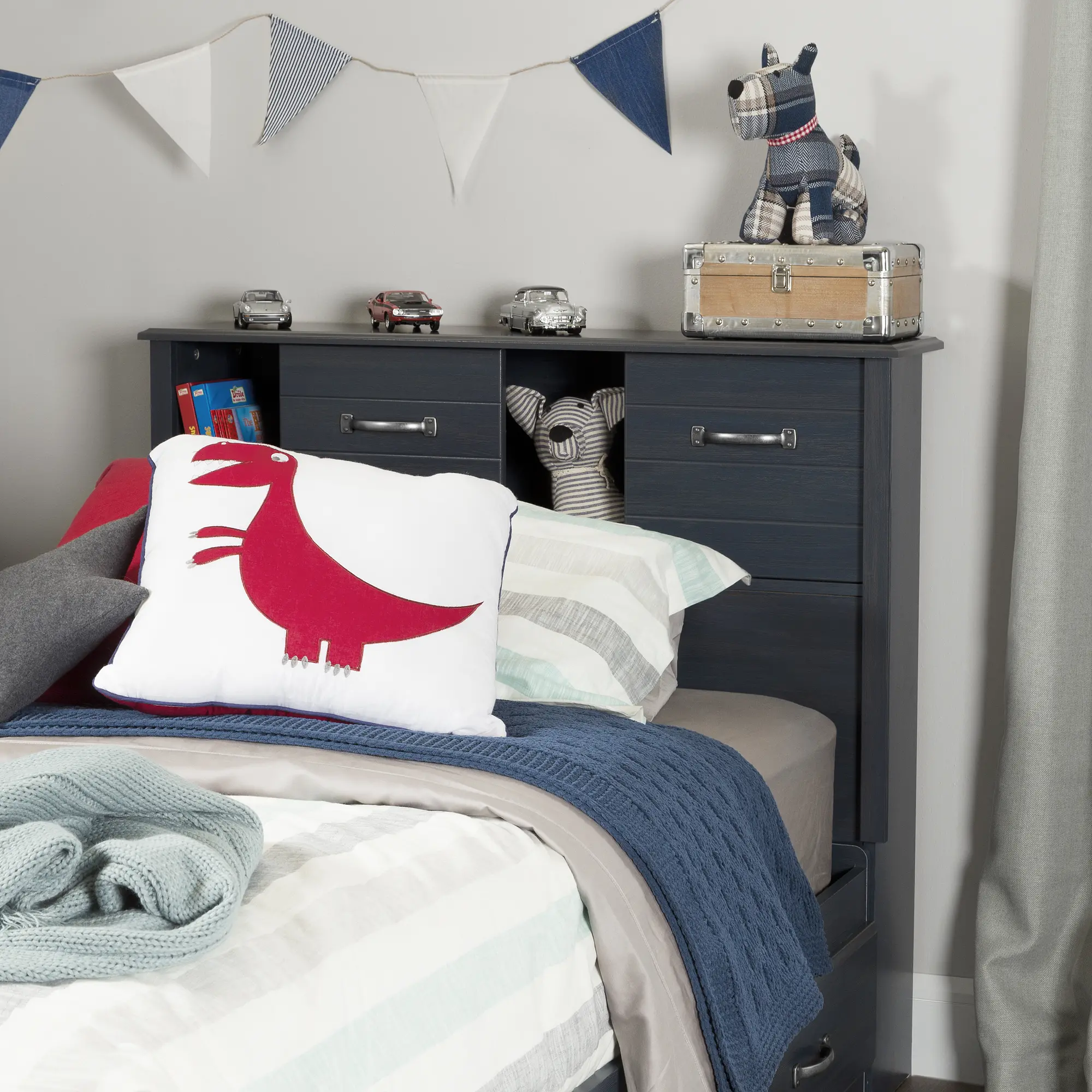 10360 Ulysses Blue Twin Bookcase Headboard - South Shore-2