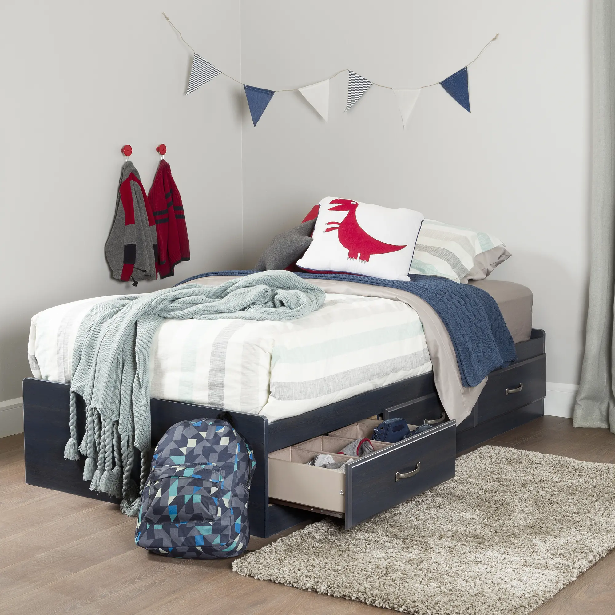 10364 Ulysses Blue Twin 3-Drawer Mates Bed - South Shore-2