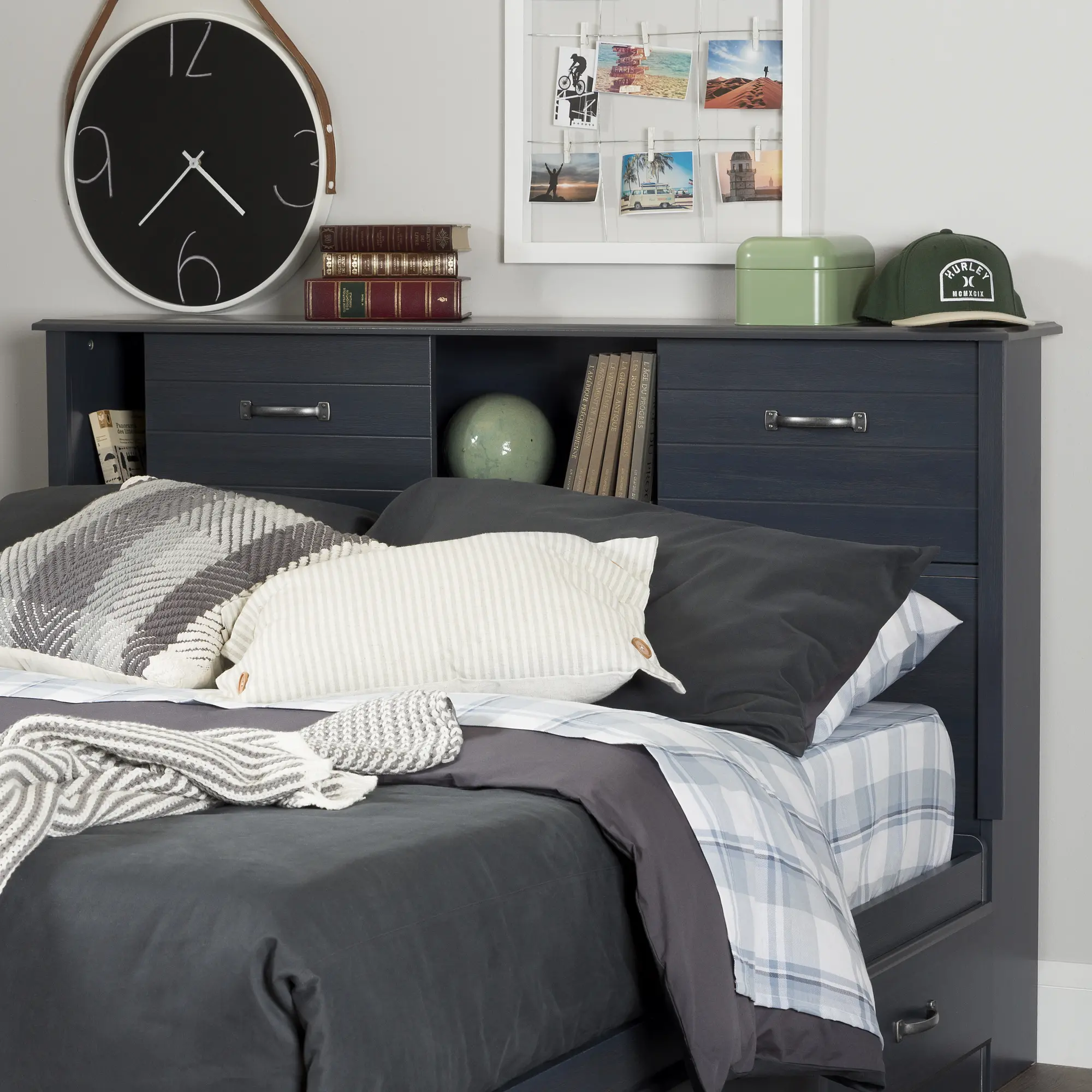 10365 Ulysses Blue Full Bookcase Headboard - South Shore-2