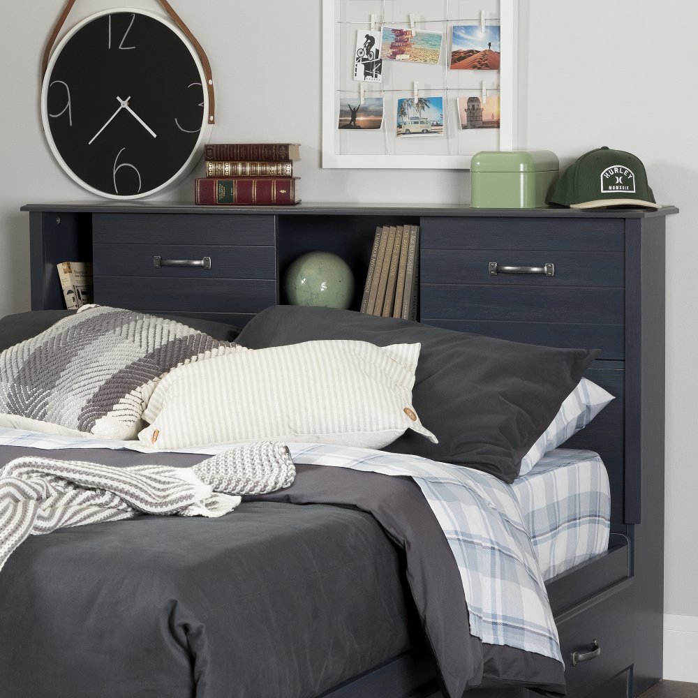 Ulysses Blue Full Bookcase Headboard - South Shore