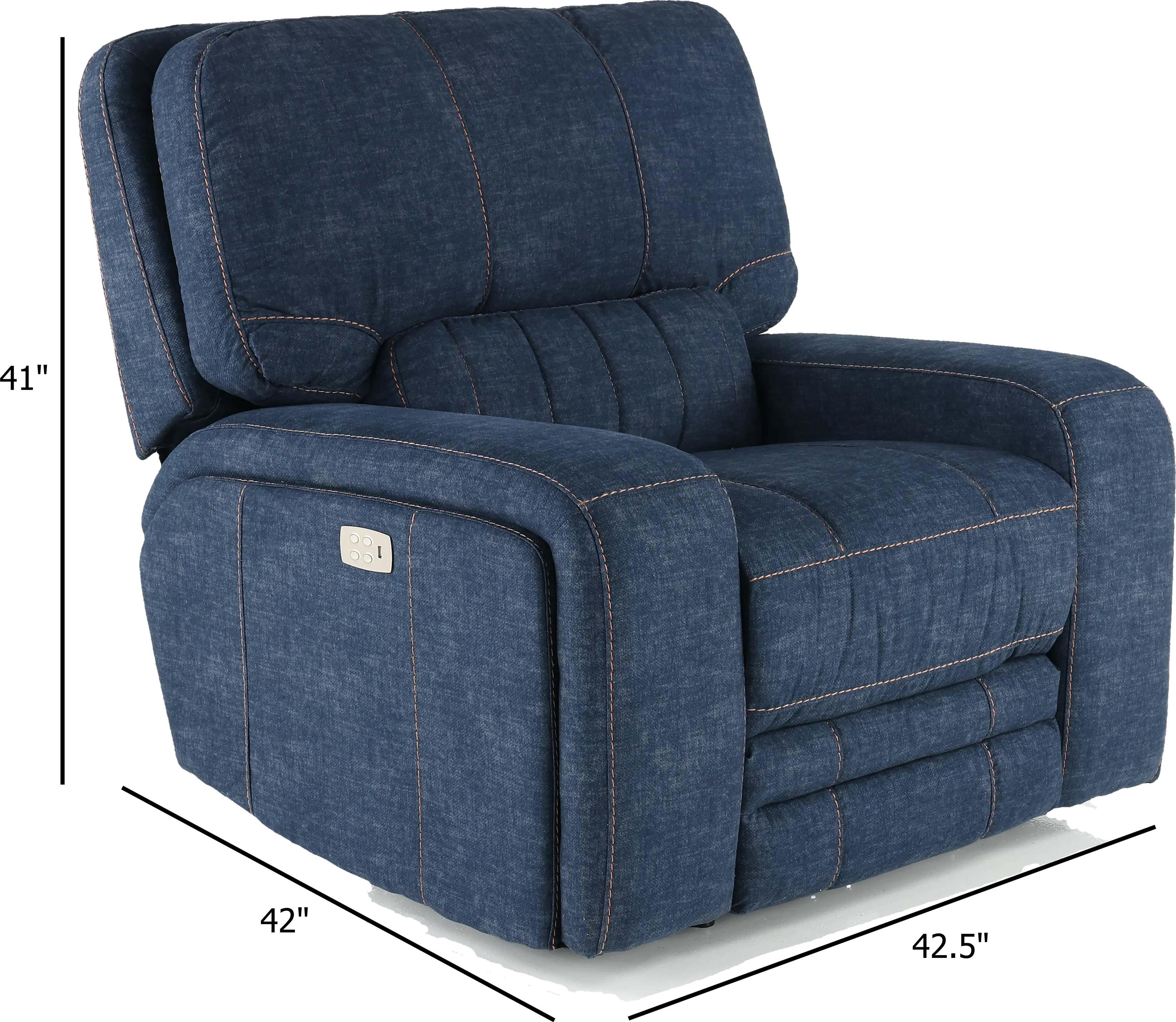 Rock Quarry Indigo Blue Power Recliner-4
