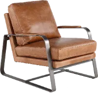 Wayne Saddle Brown Leather Accent Chair