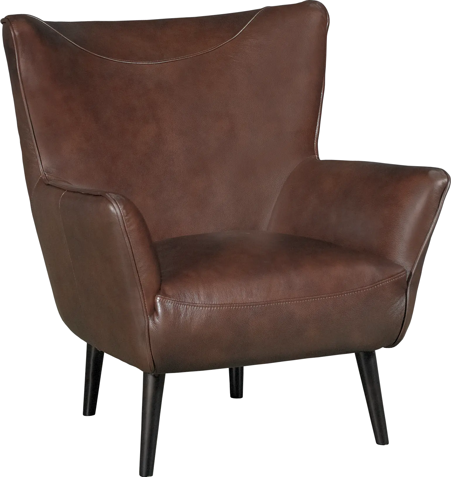 Brown Leather-Match Wing Back Accent Chair - Jet-2
