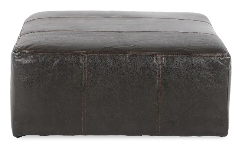 Denali Steel Gray Leather-Match Ottoman