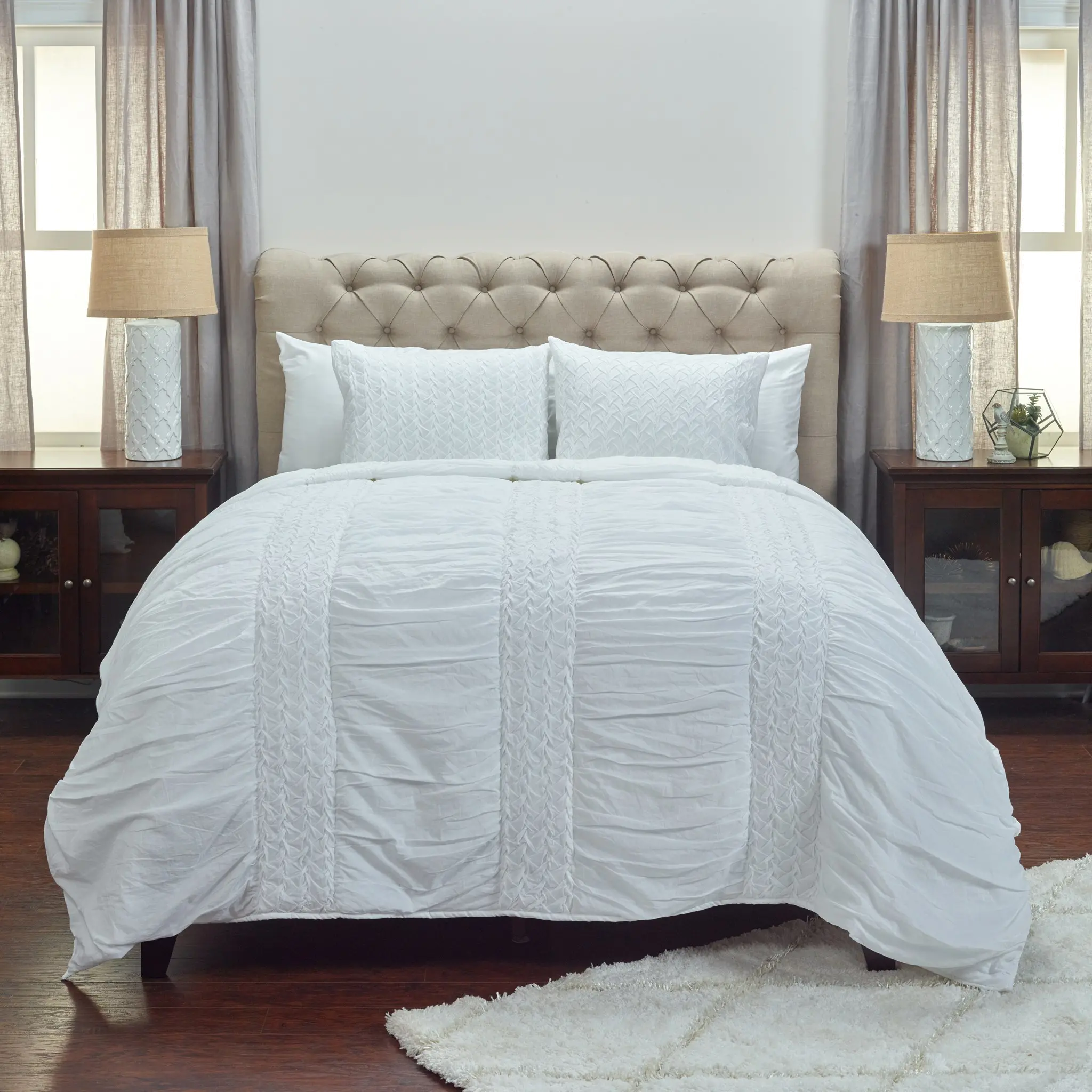 White Cotton Queen Quilt Bedding Collection - Carly-1