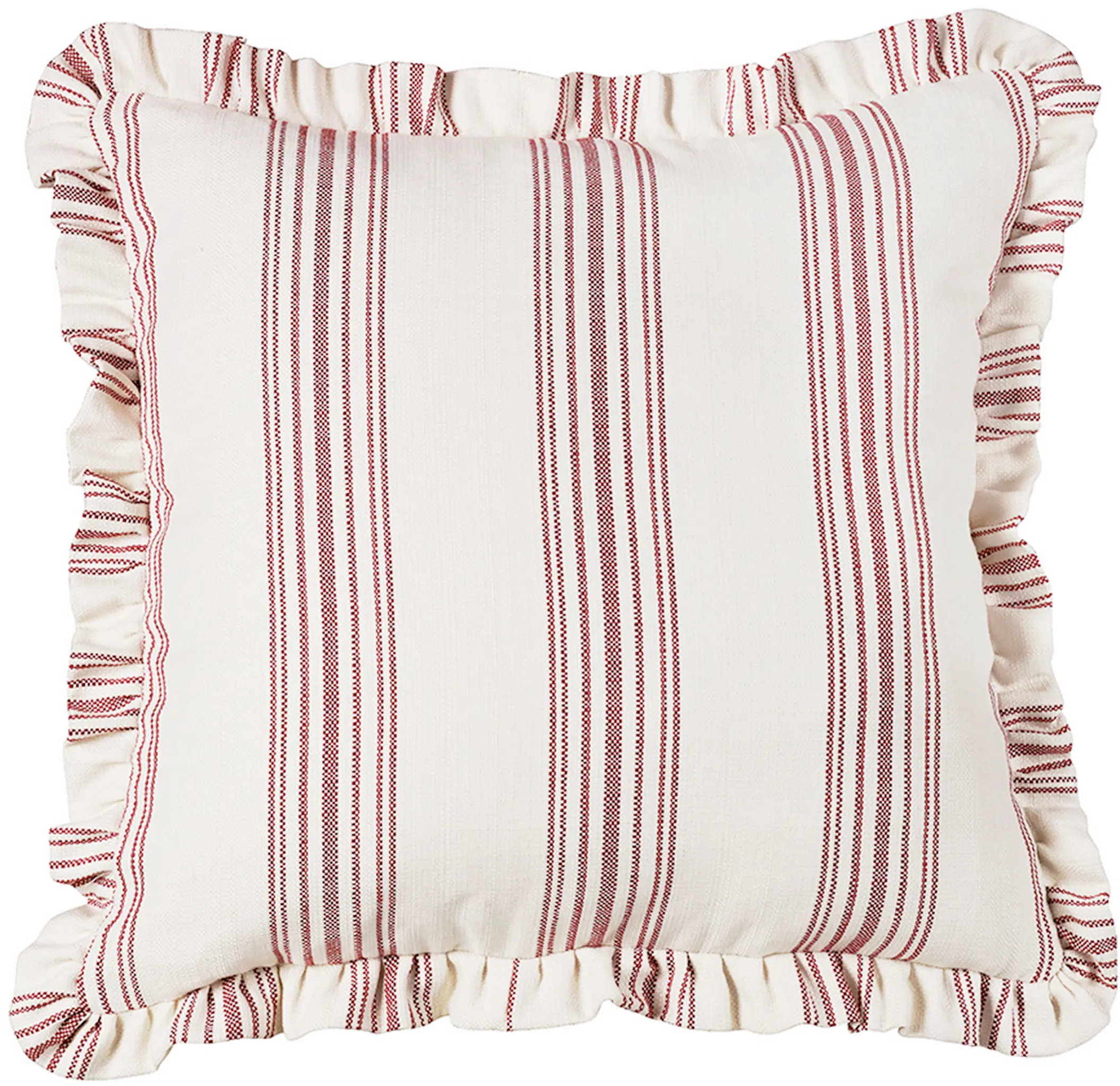 Red Stripe Ticking Euro Sham with Ruffle-1