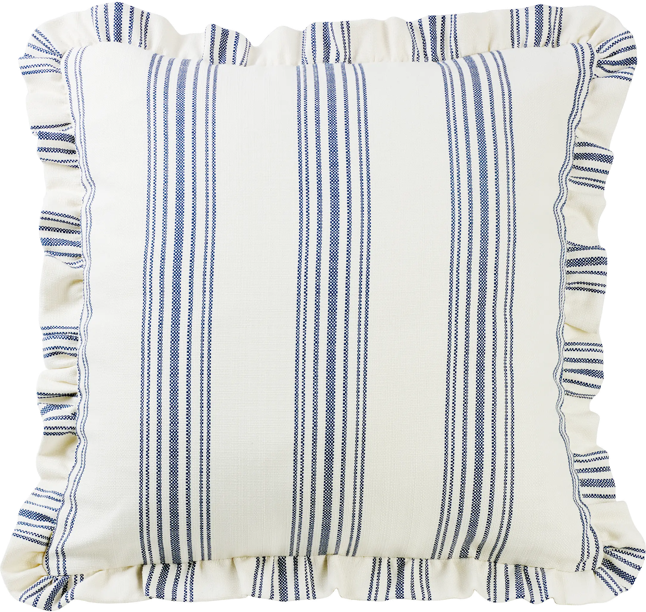 Navy Stripe Ticking Euro Sham with Ruffle-1