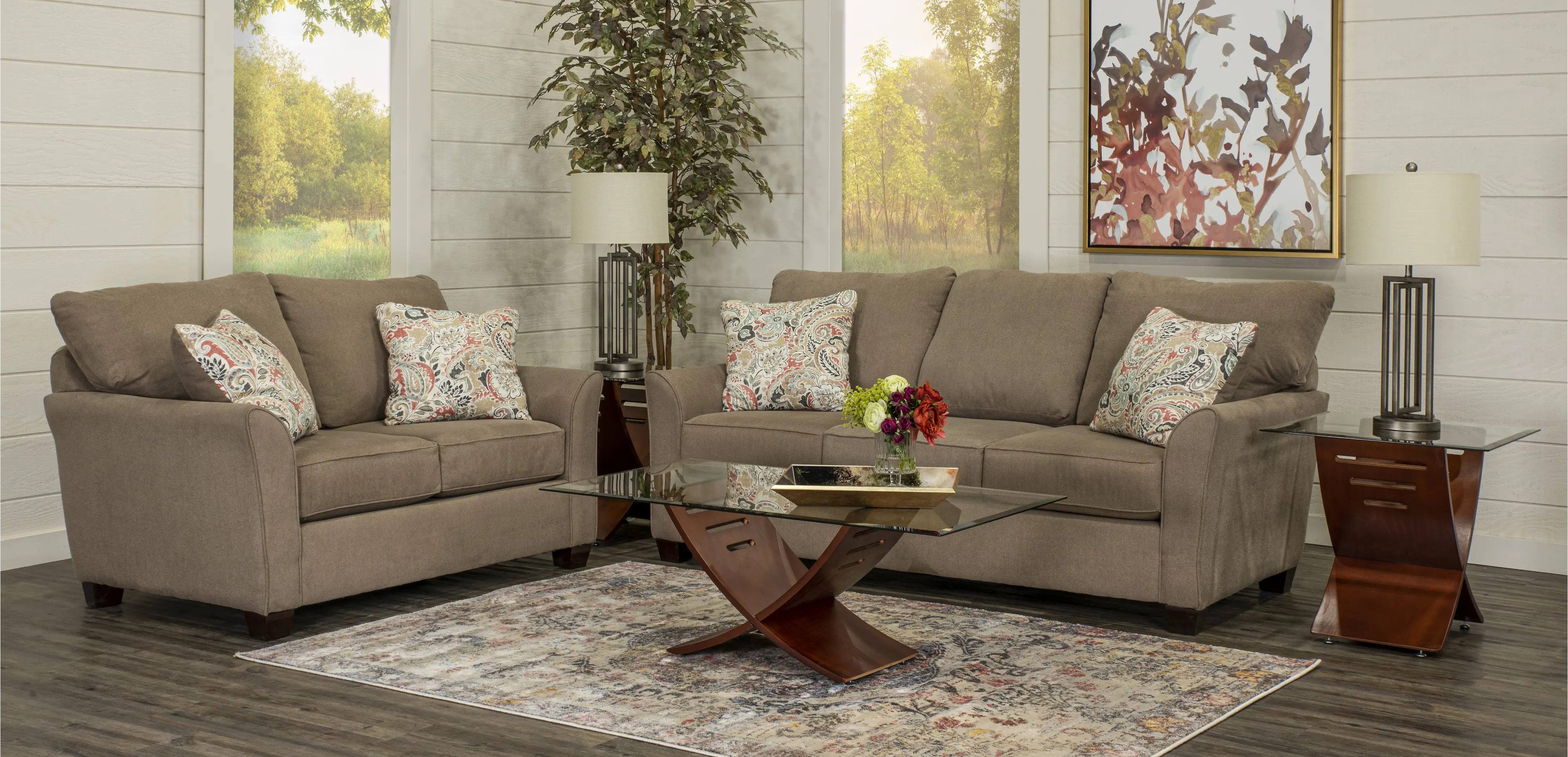 7PC/TARA/PORTBL/SLTL Tara Brown 7 Piece Living Room Set-1