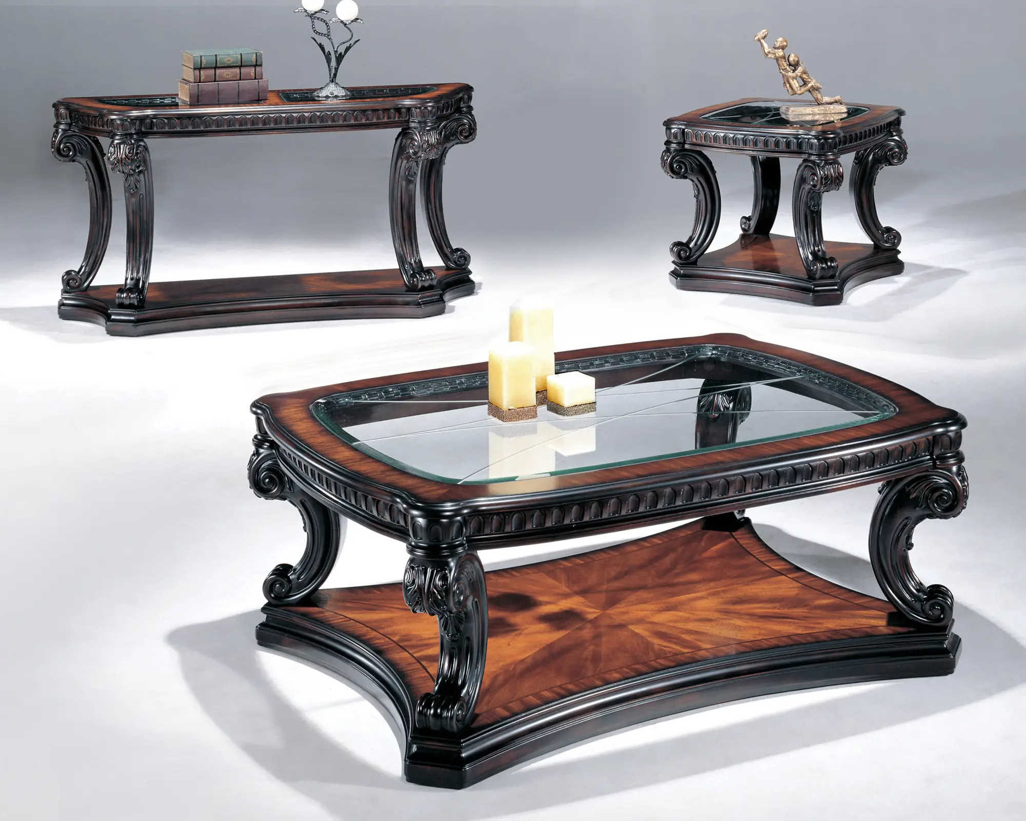 Grand Estates Brown and Glass Top Coffee Table | RC Willey