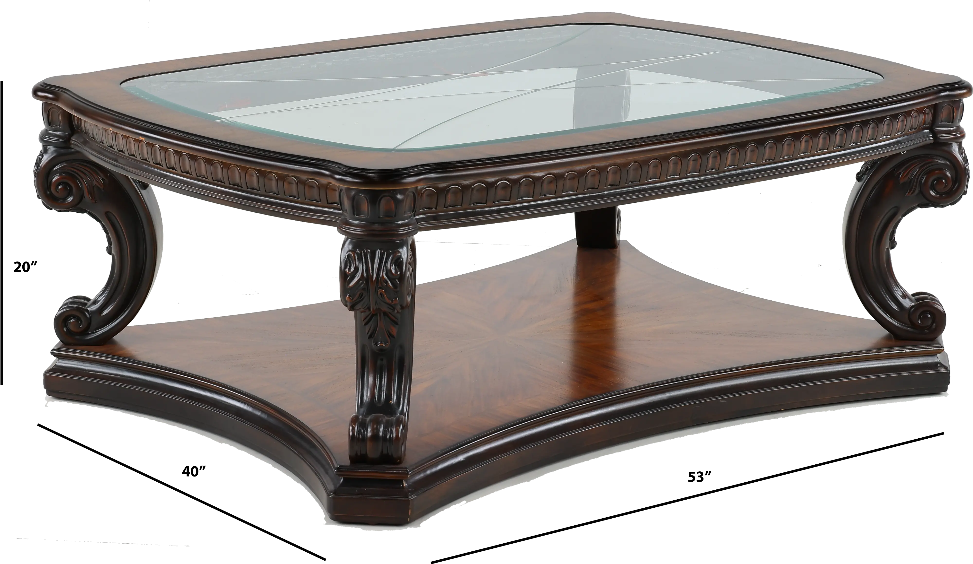 Grand Estates Brown and Glass Top Coffee Table-3