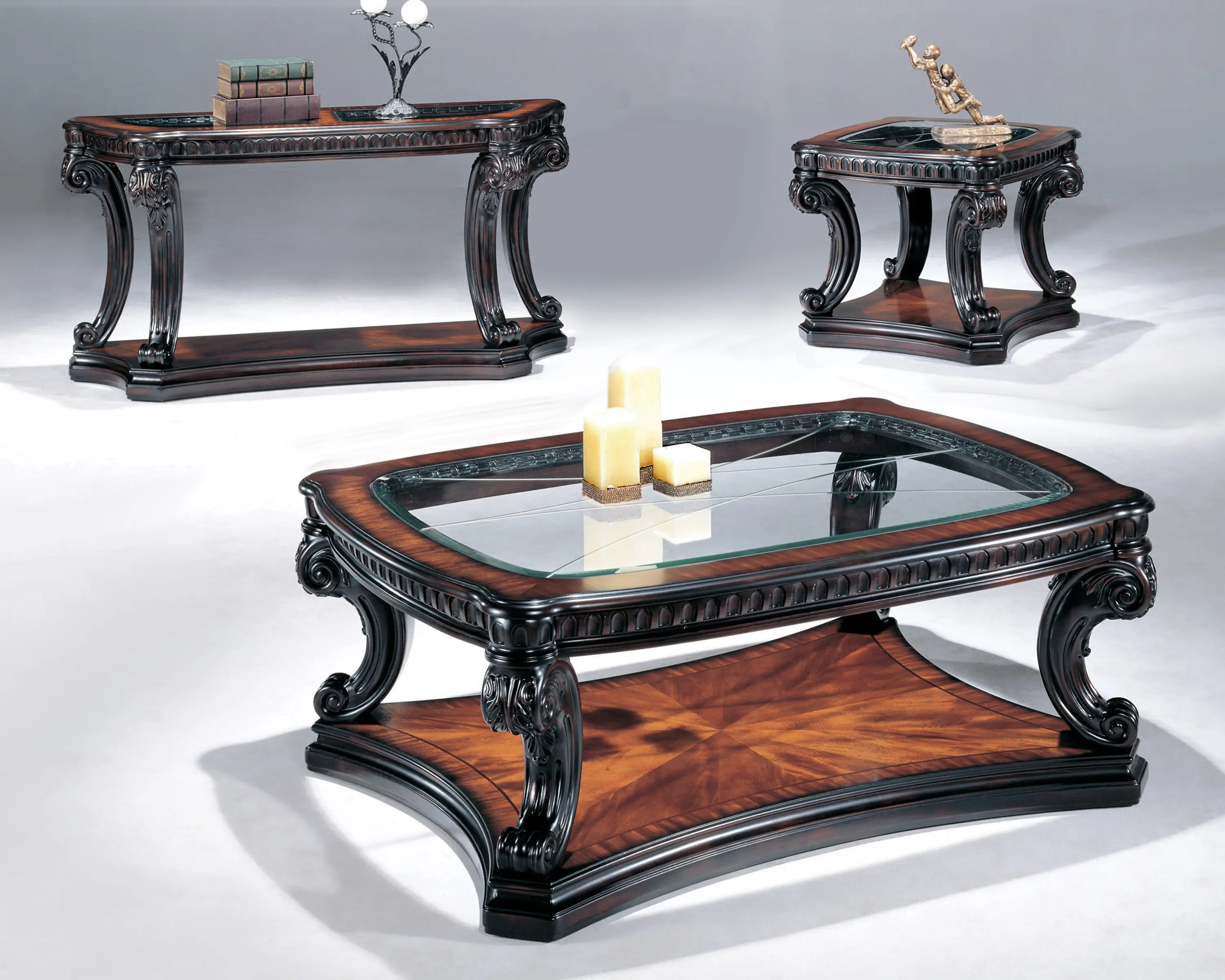 Grand Estates Brown Glass Top End Table-4