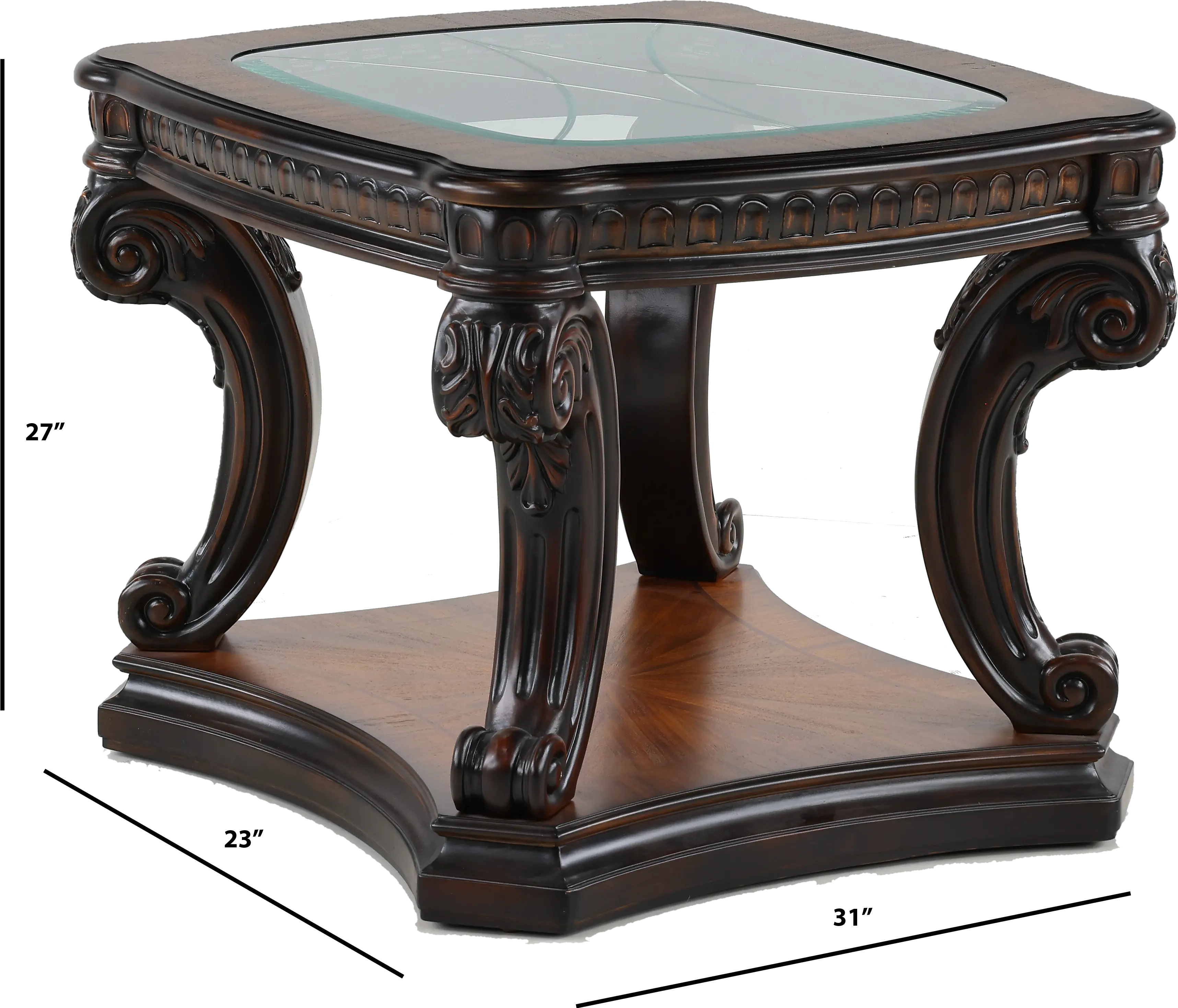 Grand Estates Brown Glass Top End Table-3