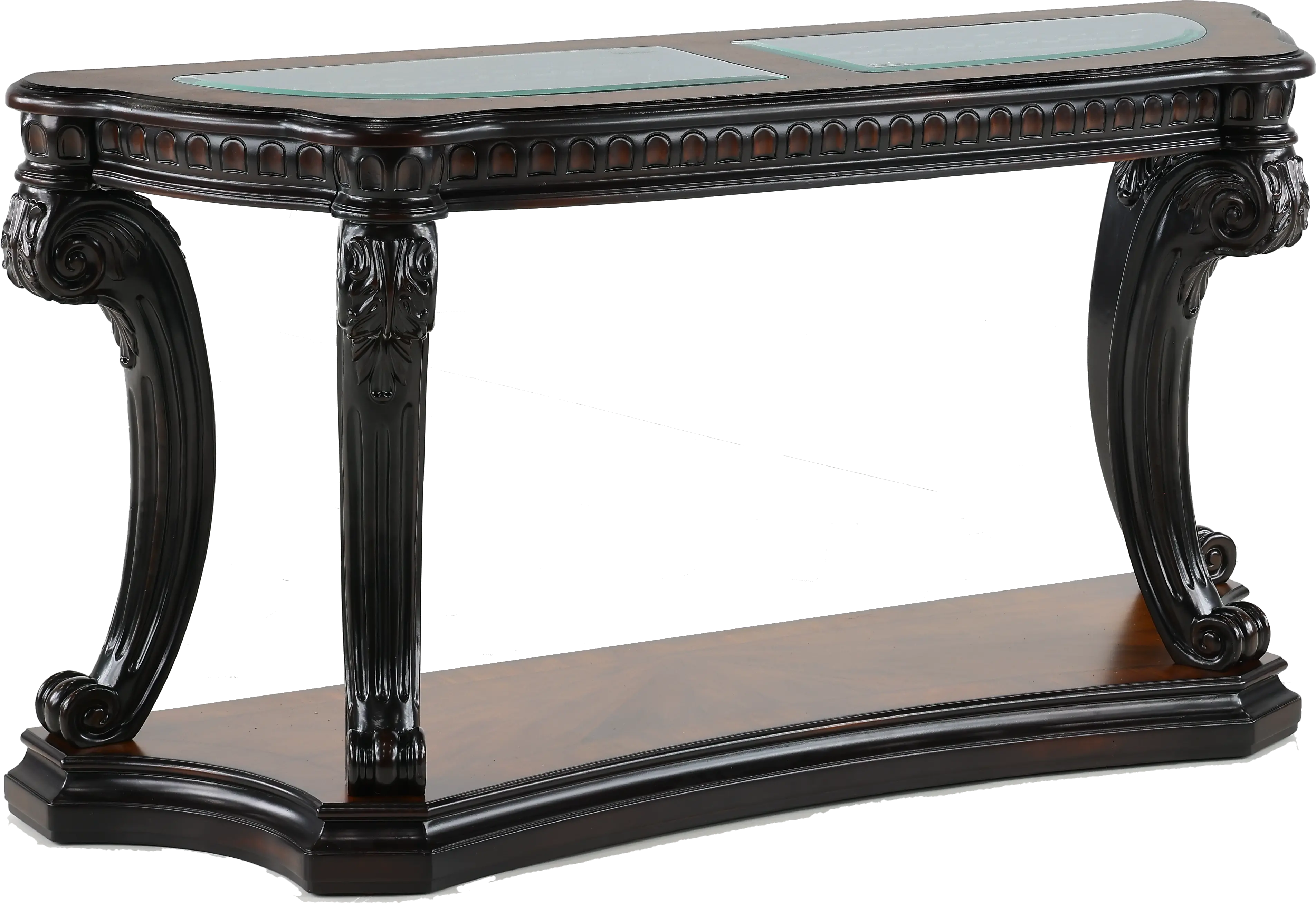 Grand Estates Brown and Glass Top Sofa Table-5