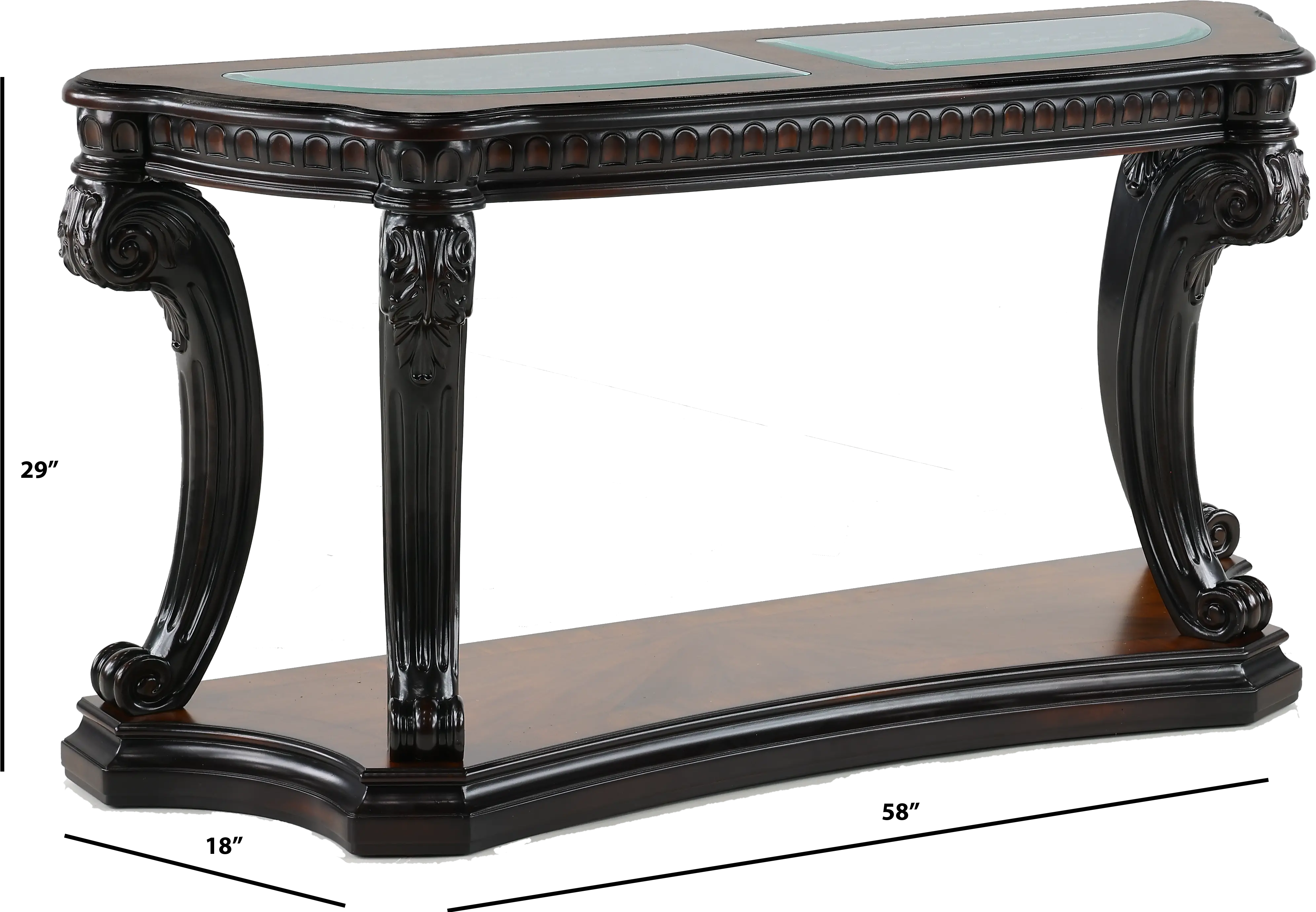 Grand Estates Brown and Glass Top Sofa Table-3