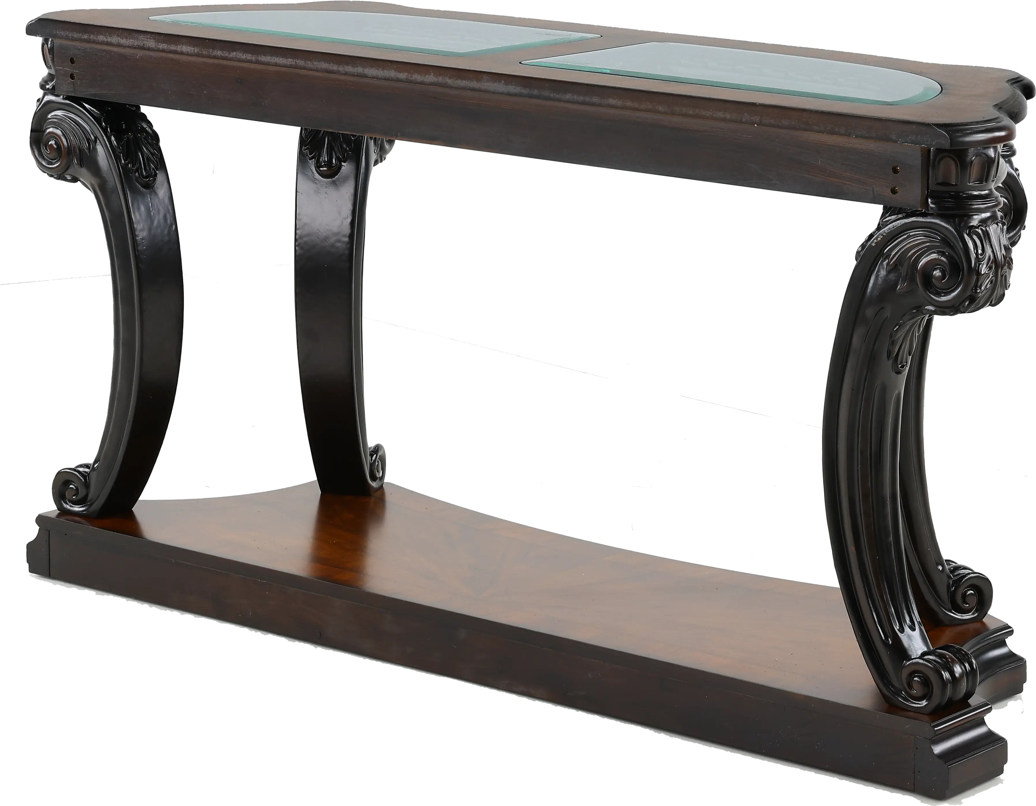 Grand Estates Brown and Glass Top Sofa Table-6