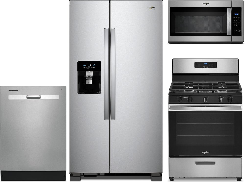 Whirlpool Stainless Steel 4 Piece Gas Kitchen Appliance Package - Stainless Steel