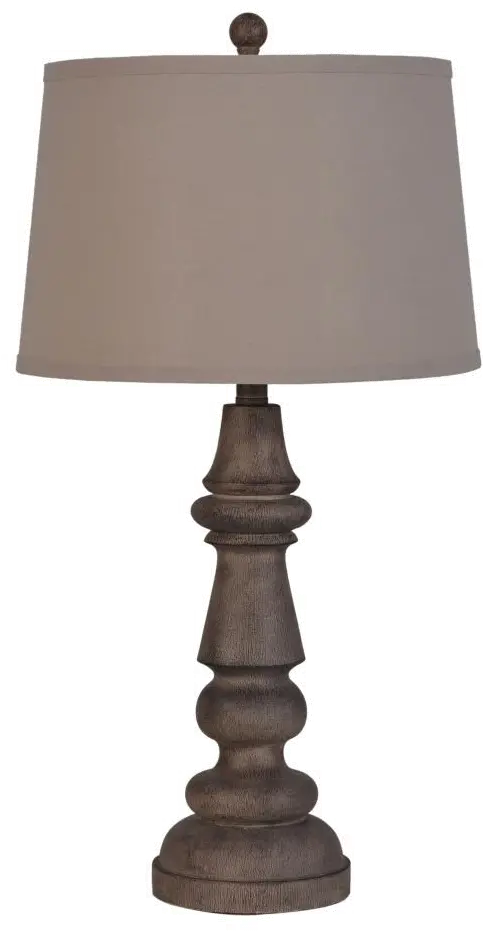 Dark Brown Wood Poly Resin Table Lamp-1