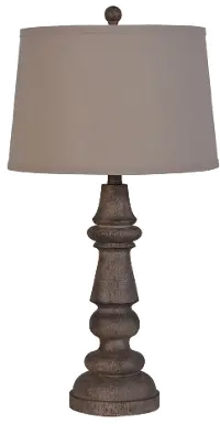 Dark Brown Wood Poly Resin Table Lamp
