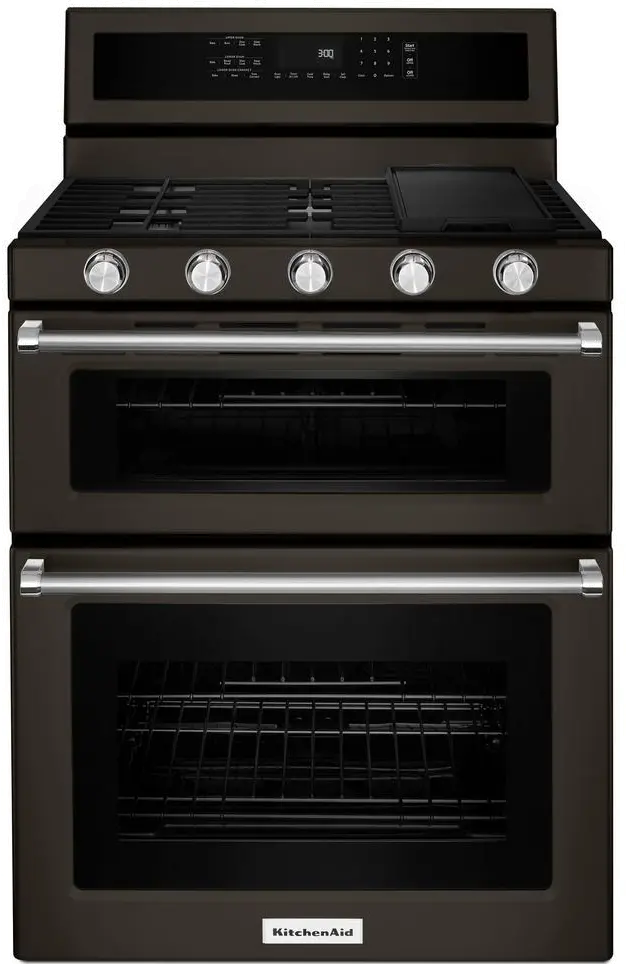 KFGD500EBS KitchenAid Double Oven Gas Range - 6.0 cu. ft. Black Stainless Steel-1