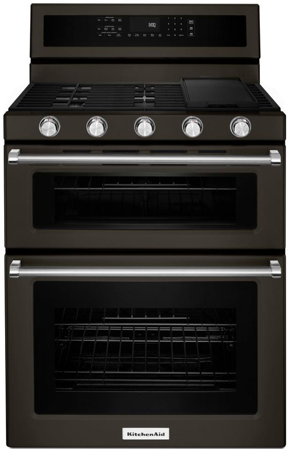 KitchenAid Double Oven Gas Range - 6.0 cu. ft. Black Stainless Steel