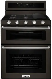 KFGD500EBS KitchenAid Double Oven Gas Range - 6.0 cu. ft. Black Stainless Steel