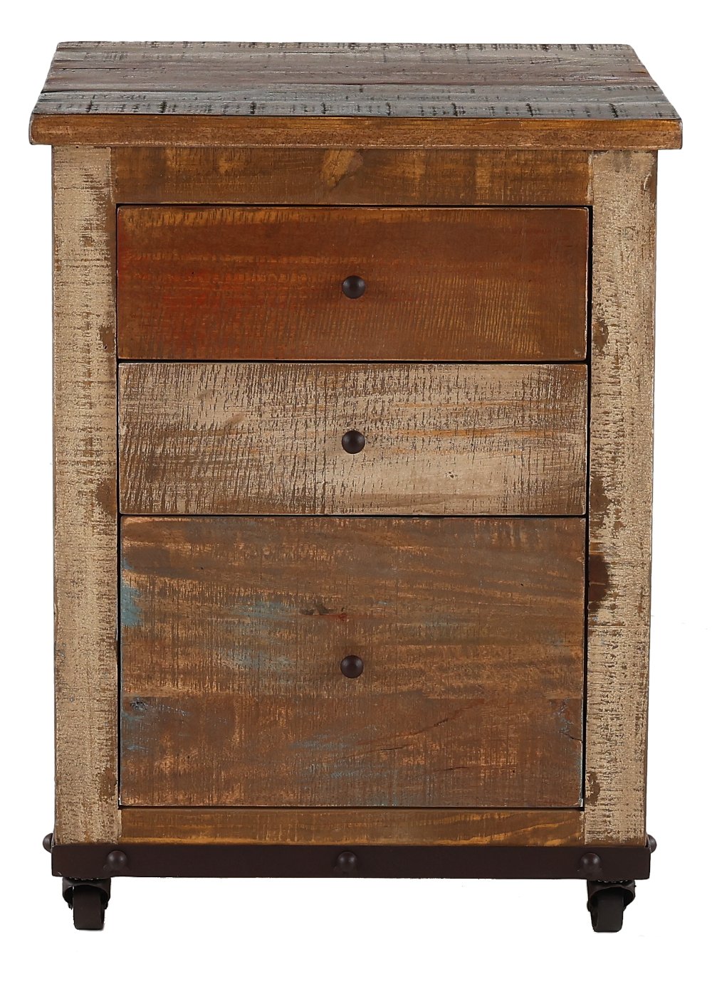 Antique Pine 3 Drawer Wood File Cabinet