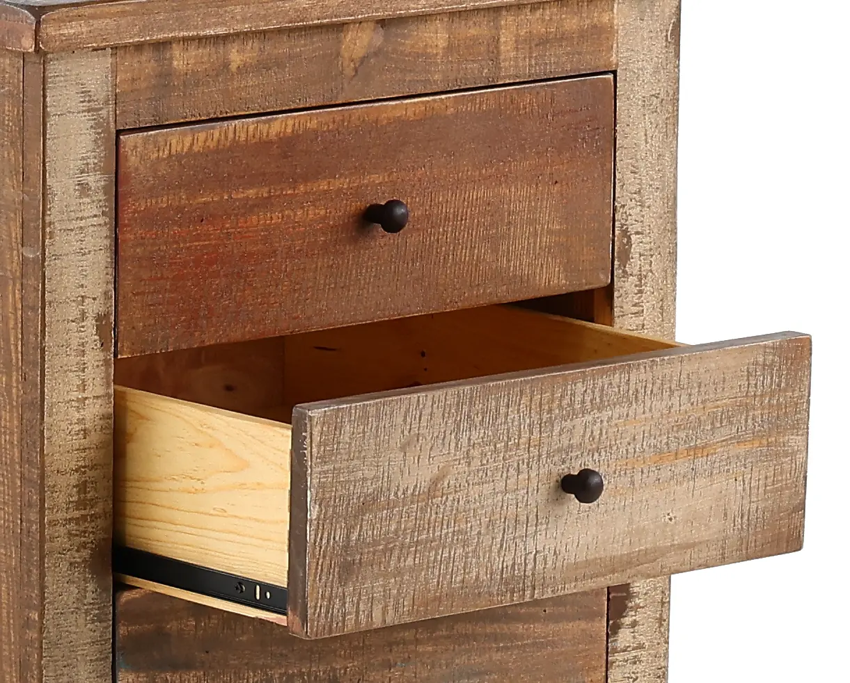 Antique Pine 3 Drawer Wood File Cabinet-5