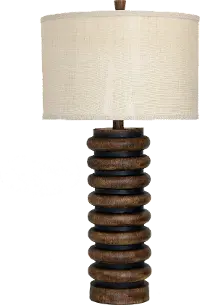 Ribbed Faux Wood Table Lamp
