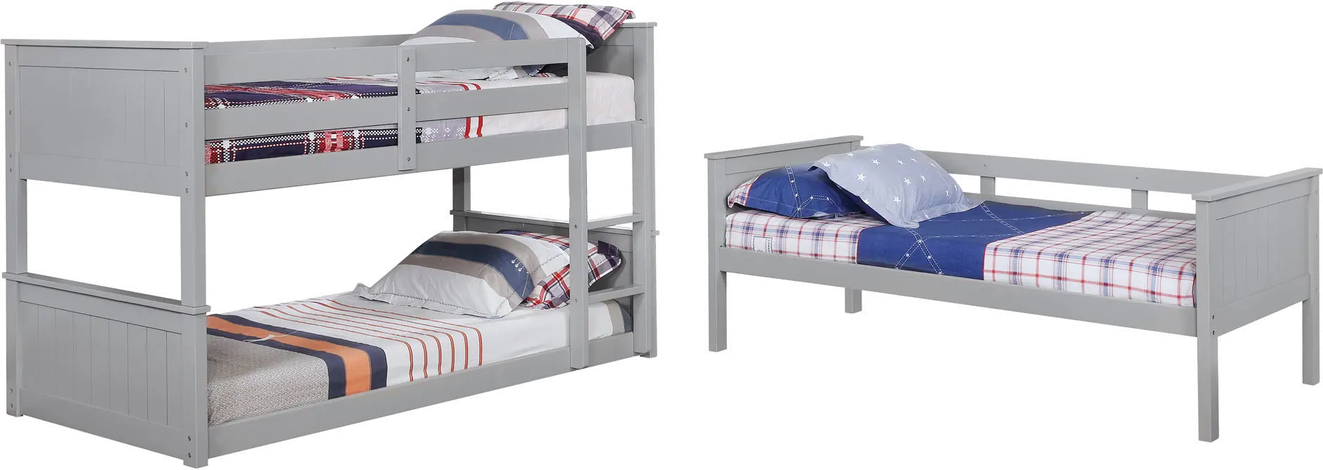 Davidson Gray Triple Twin Bunk Bed-1