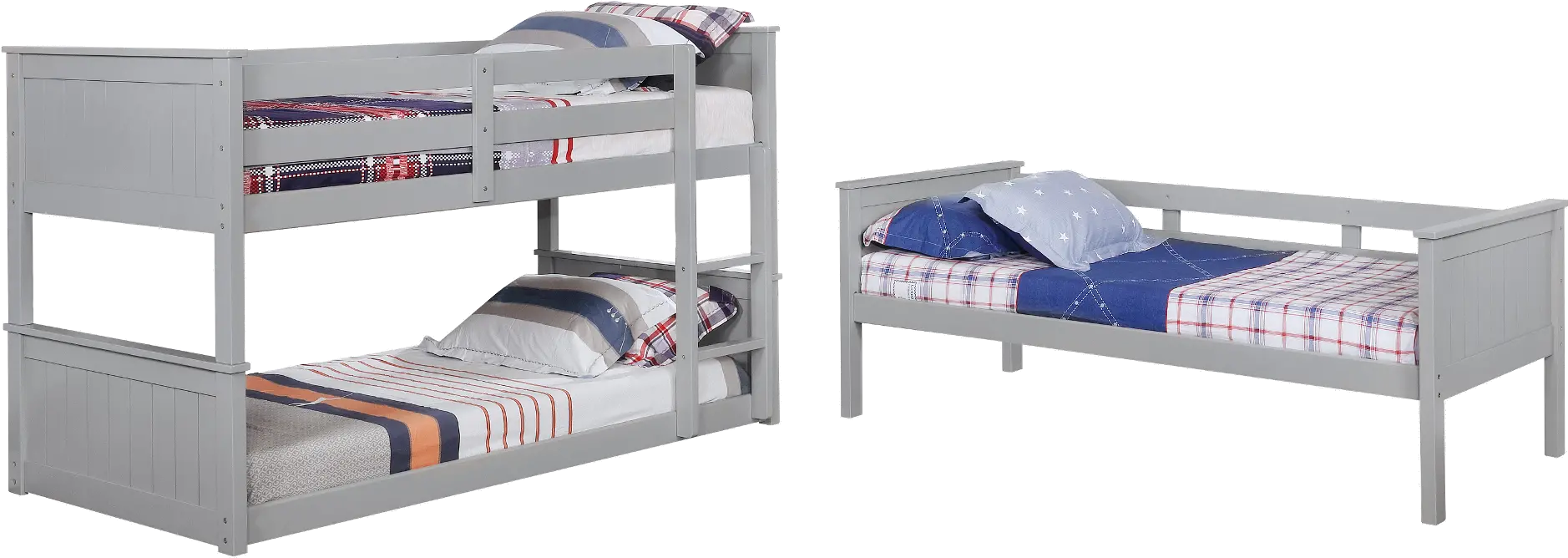 Davidson Gray Triple Twin Bunk Bed-5