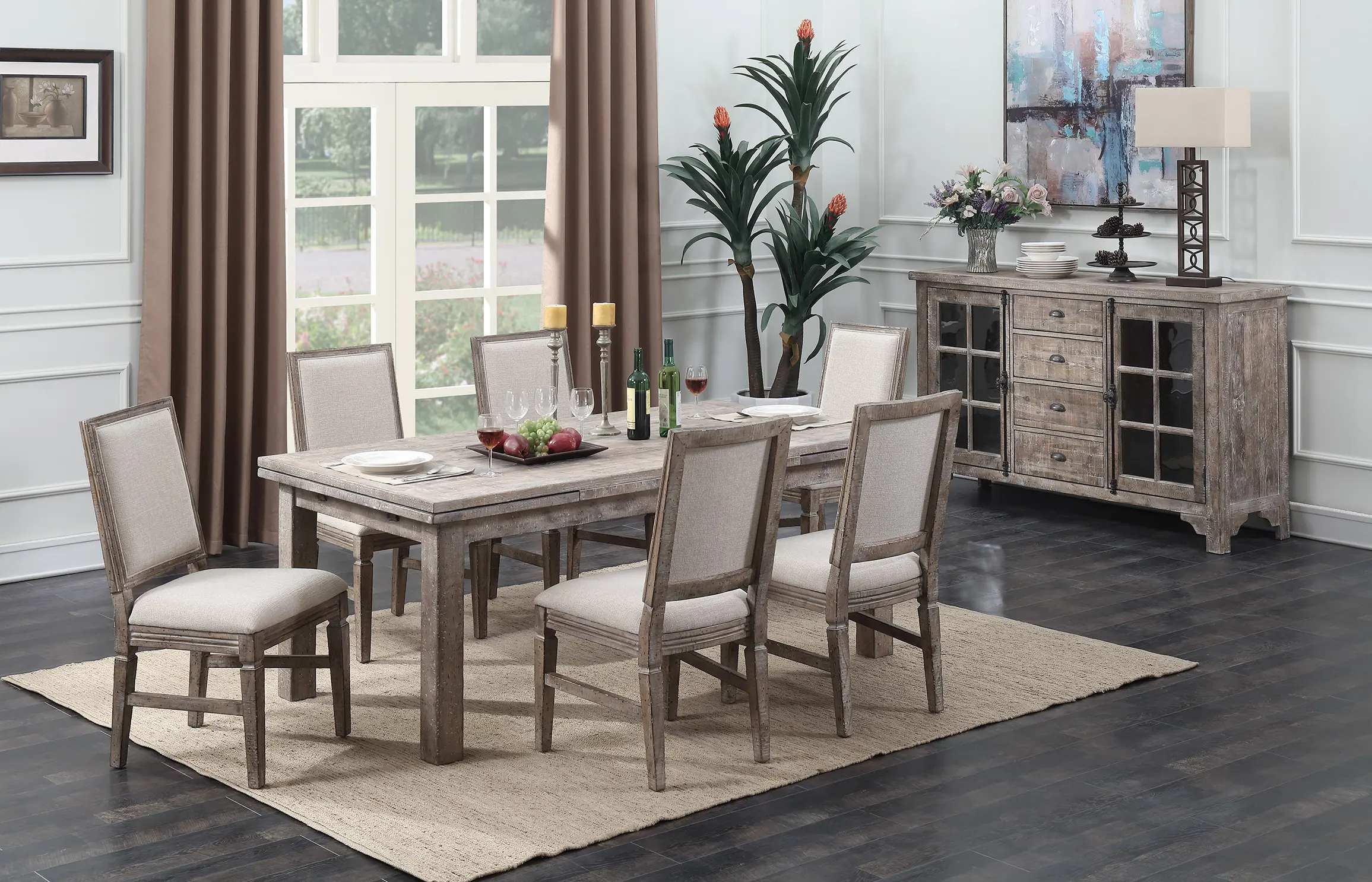 Interlude II Weathered Pine 5 Piece Dining Room Set-2
