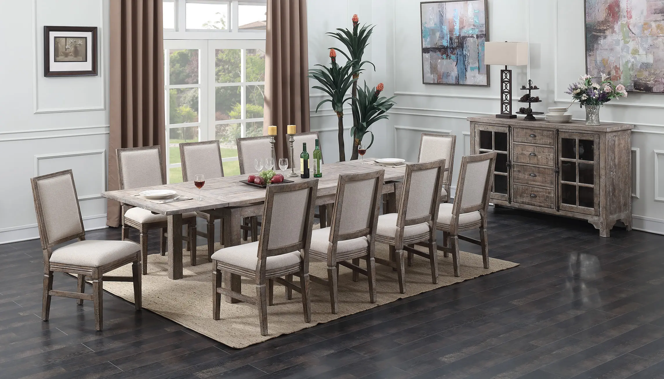 Interlude II Weathered Pine 5 Piece Dining Room Set-4