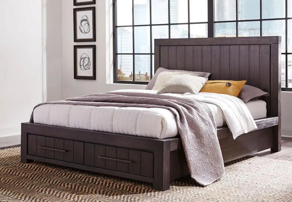 Heath Basalt Gray Casual Classic Full Storage Bed-6