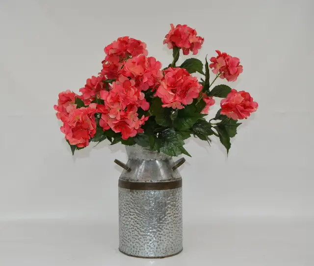 Faux Coral Hydrangea Planted Arrangement-1